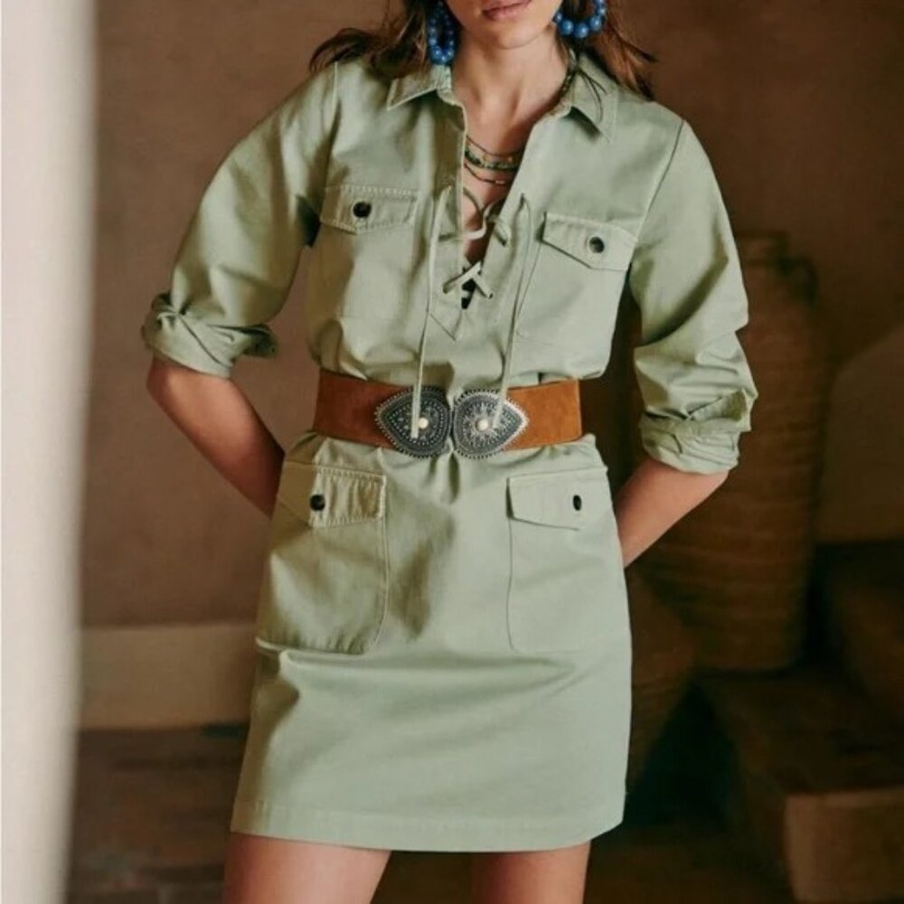 Sezane -Sama dress -Light Green Saharian dress - Size 8